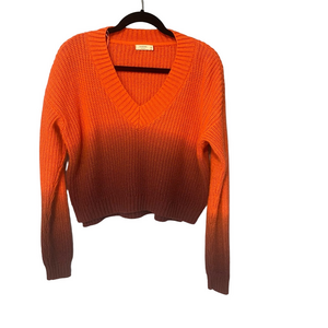 Harper Gradient V-Neck Sweater – Orange to Burgundy – Size Medium
